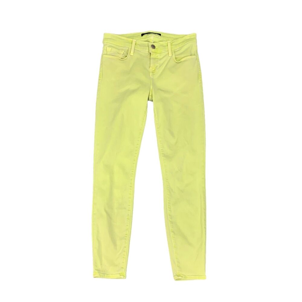 J Brand Jeans Womens 26 Lime Sherb Denim‎ Skinny Crop Low Rise Stretch Zip Fly